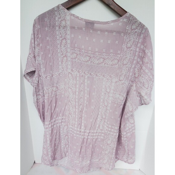 Como Vintage Top Womens 3X Purple Floral Boho Cottagecore Paisley Peasant Blouse - Picture 3 of 9
